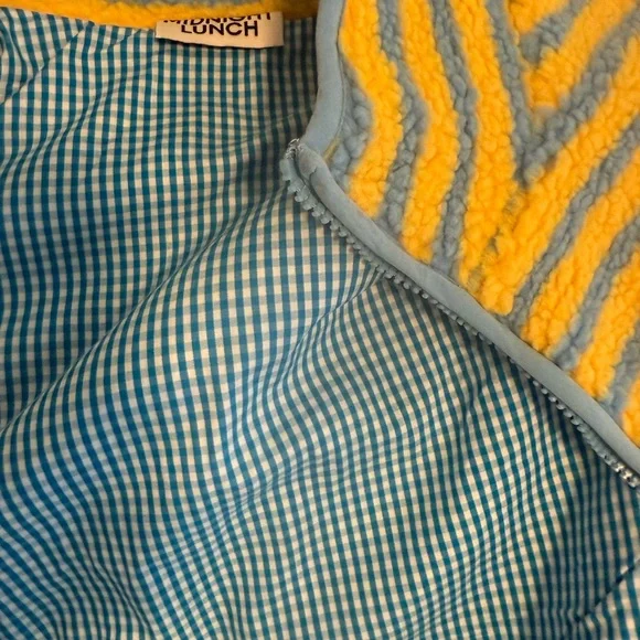 Striped Yellow and Blue Fleece Vest - Picture 10 of 10